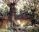 Banks Canvas Paintings - Landscape, Banks of the Yerres